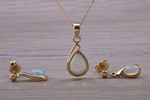 Load image into Gallery viewer, Opal Dropper Earrings with Matching Necklace set in Yellow Gold