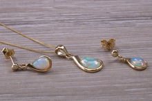 Load image into Gallery viewer, Opal Dropper Earrings with Matching Necklace set in Yellow Gold