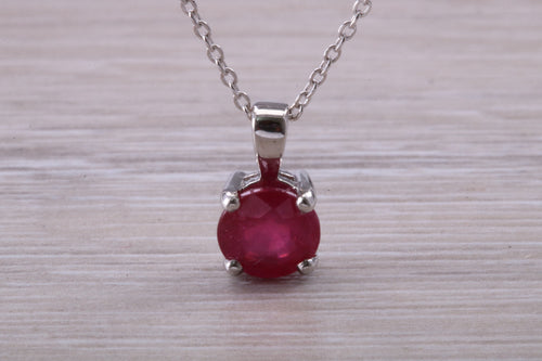 1.76 carat Ruby set 18ct White Gold Solitaire Necklace