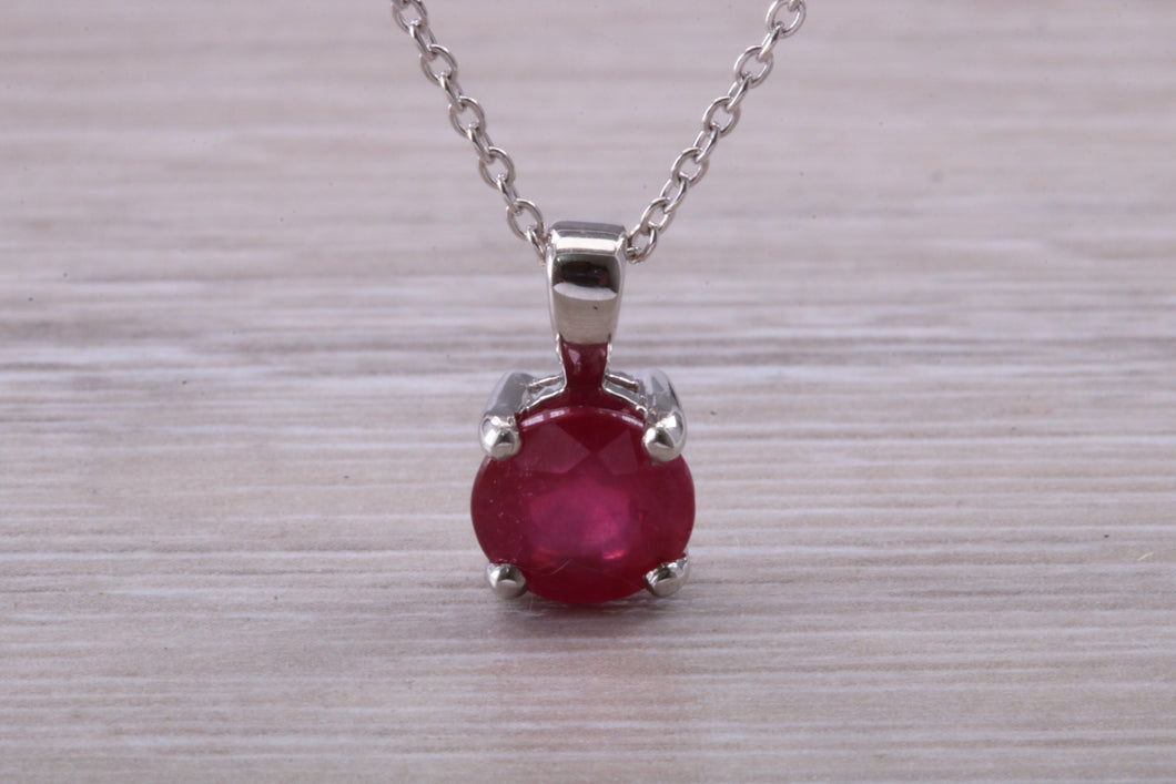1.76 carat Ruby set 18ct White Gold Solitaire Necklace