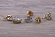 Load image into Gallery viewer, Love Heart cut Yellow Gold C Z set Diamond Look Earrings and Matching Necklace