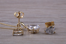 Load image into Gallery viewer, Tear Drop cut Yellow Gold C Z set Diamond Look Earrings and Matching Necklace