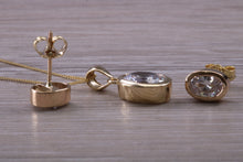 Load image into Gallery viewer, Oval cut 9ct Yellow Gold C Z set Earrings and Matching Necklace
