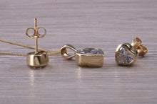 Load image into Gallery viewer, Love Heart cut C Z set 9ct Yellow Gold Earrings and Matching Necklace