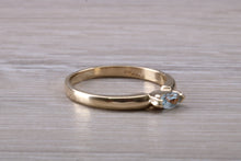Load image into Gallery viewer, Dainty Marquise cut Light Blue Topaz set Yellow Gold Ring