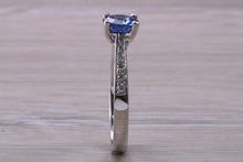 Load image into Gallery viewer, One carat Ceylon Blue Sapphire and Diamond Ring