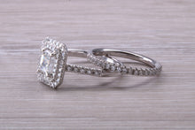 Load image into Gallery viewer, Platinum Diamond Bridal Rings set with One carat Moissanite Diamond and Natural Diamonds