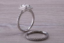 Load image into Gallery viewer, Platinum Diamond Bridal Rings set with One carat Moissanite Diamond and Natural Diamonds