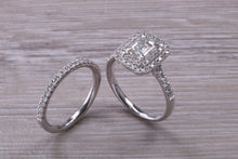 Load image into Gallery viewer, Platinum Diamond Bridal Rings set with One carat Moissanite Diamond and Natural Diamonds