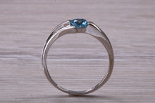 Load image into Gallery viewer, Round cut Blue Topaz set White Gold Ring