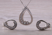 Load image into Gallery viewer, 9ct White Gold White C Z set Earrings and Necklace