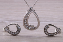 Load image into Gallery viewer, 9ct White Gold White C Z set Earrings and Necklace