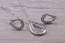 Load image into Gallery viewer, 9ct White Gold White C Z set Earrings and Necklace