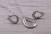Load image into Gallery viewer, 9ct White Gold White C Z set Earrings and Necklace