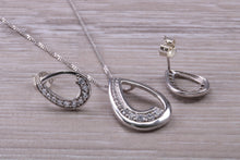 Load image into Gallery viewer, 9ct White Gold White C Z set Earrings and Necklace