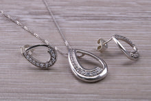 Load image into Gallery viewer, 9ct White Gold White C Z set Earrings and Necklace
