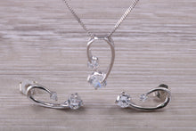 Load image into Gallery viewer, 9ct White Gold White C Z set Earrings and Necklace