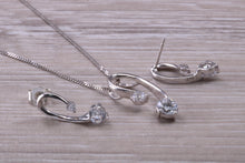 Load image into Gallery viewer, 9ct White Gold White C Z set Earrings and Necklace