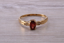 Load image into Gallery viewer, Dainty Garnet and Diamond set Gold Ring