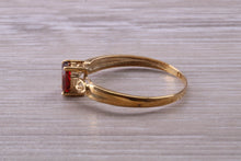 Load image into Gallery viewer, Dainty Garnet and Diamond set Gold Ring