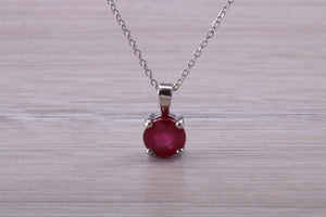 1.76 carat Ruby set 18ct White Gold Solitaire Necklace