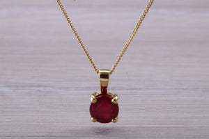 1.75 carat Ruby Solitaire set 18ct Yellow Gold Necklace