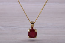 Load image into Gallery viewer, 1.75 carat Ruby Solitaire set 18ct Yellow Gold Necklace