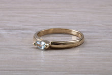 Load image into Gallery viewer, Dainty Marquise cut Light Blue Topaz set Yellow Gold Ring