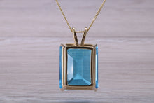 Load image into Gallery viewer, 15ct Large Blue Topaz set Yellow Gold Solitaire Necklace