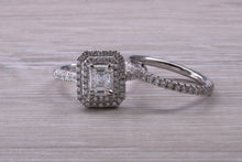 Load image into Gallery viewer, Platinum Diamond Bridal Rings set with One carat Moissanite Diamond and Natural Diamonds