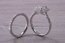 Load image into Gallery viewer, Platinum Diamond Bridal Rings set with One carat Moissanite Diamond and Natural Diamonds