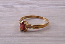 Load image into Gallery viewer, Dainty Garnet and Diamond set Gold Ring