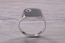 Load image into Gallery viewer, Ruby set Sterling Silver Signet Ring
