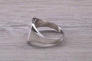 Blue Sapphire set Signet Ring, Made in your Choice of Precious Metals