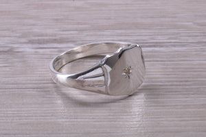 Natural Diamond set Signet Ring