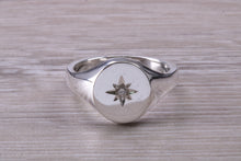 Load image into Gallery viewer, Chunky Oval Faced Diamond set Signet Ring in Silver