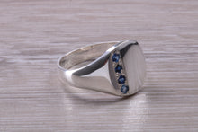 Load image into Gallery viewer, Blue Sapphire set Signet Ring