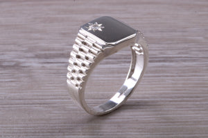 Watch Strap Style Diamond set Signet Ring