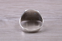 Load image into Gallery viewer, Blue Sapphire set Signet Ring, Made in your Choice of Precious Metals