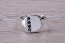 Load image into Gallery viewer, Blue Sapphire set Signet Ring