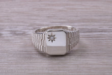 Load image into Gallery viewer, Watch Strap Style Diamond set Signet Ring