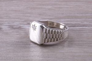 Watch Strap Style Diamond set Signet Ring