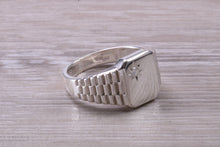 Load image into Gallery viewer, Watch Strap Style Diamond set Signet Ring