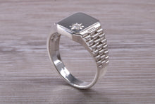 Load image into Gallery viewer, Watch Strap Style Diamond set Signet Ring