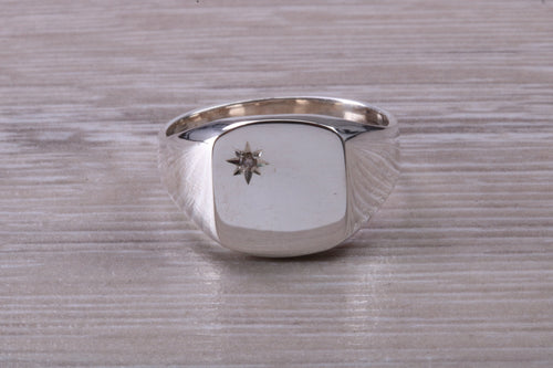 Chunky Round cut Diamond set Signet Ring