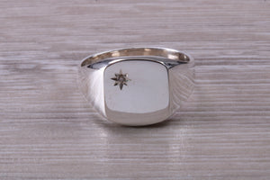 Chunky Round cut Diamond set Signet Ring