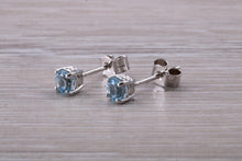 Load image into Gallery viewer, Aquamarine Solitaire Stud Earrings