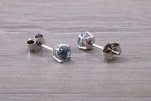 Load image into Gallery viewer, Aquamarine Solitaire Stud Earrings