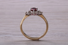 Load image into Gallery viewer, Rubelite and Diamond set Yellow Gold Ring
