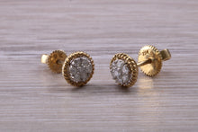 Load image into Gallery viewer, Diamond Cluster set Yellow Gold Stud Earrings